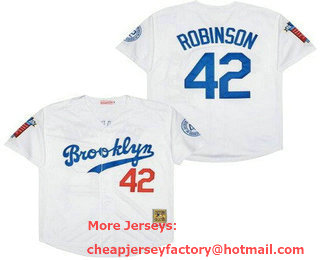 Men's Brooklyn Dodgers #42 Jackie Robinson White Commemoration Throwback Jersey