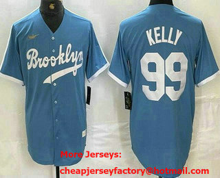 Men's Brooklyn Dodgers #99 Joe Kelly Light Blue Cooperstown Collection Cool Base Jersey