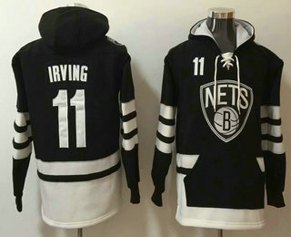 Men's Brooklyn Nets #11 Kyrie Irving NEW Black Pocket Stitched NBA Pullover Hoodie