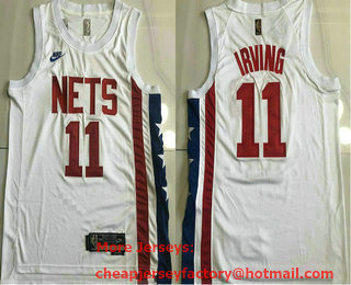 Men's Brooklyn Nets #11 Kyrie Irving White 2023 Nike AU Throwback Jersey With Sponsor