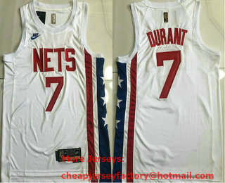 Men's Brooklyn Nets #7 Kevin Durant White 2023 Nike AU Throwback Jersey With Sponsor