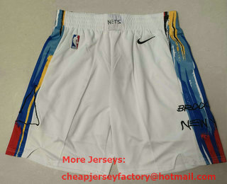 Men's Brooklyn Nets 2022 White City Edition Stitched Shorts