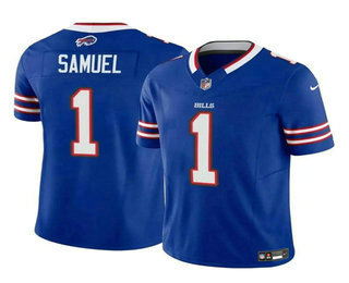 Men's Buffalo Bills #1 Curtis Samuel Blue 2023 FUSE Vapor Limited Stitched Jersey
