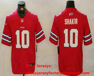 Men's Buffalo Bills #10 Khalil Shakir Red Vapor Stitched Limited Jersey