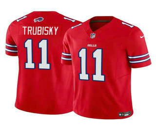 Men's Buffalo Bills #11 Mitch Trubisky Red 2023 FUSE Vapor Limited Football Stitched Jersey
