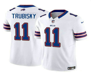 Men's Buffalo Bills #11 Mitch Trubisky White 2023 FUSE Vapor Limited Football Stitched Jersey