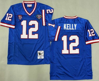 Men's Buffalo Bills #12 Jim Kelly Blue 1994 Throwback Jersey