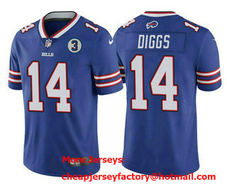 Men's Buffalo Bills #14 Stefon Diggs Blue With 3 Patch Vapor Untouchable Limited Stitched Jersey