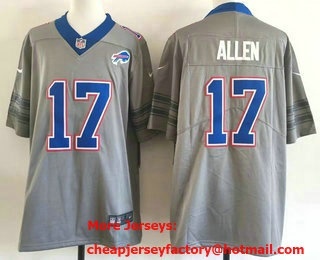Men's Buffalo Bills #17 Josh Allen Limited Grey Vapor Jersey