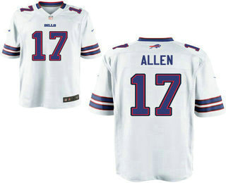 Men's Buffalo Bills #17 Josh Allen White Road Stitched NFL Nike Elite Jersey