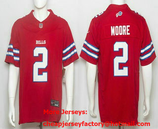Men's Buffalo Bills #2 DJ Moore Limited Red FUSE Vapor Jersey