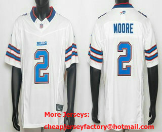 Men's Buffalo Bills #2 DJ Moore Limited White FUSE Vapor Jersey