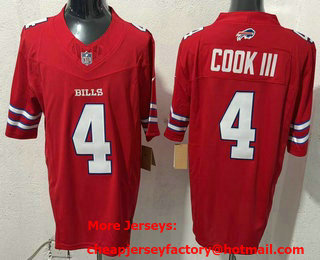 Men's Buffalo Bills #4 James Cook III Limited Red FUSE Vapor Jersey