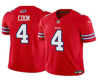 Men's Buffalo Bills #4 James Cook Red 2023 FUSE Vapor Limited Football Stitched Jersey
