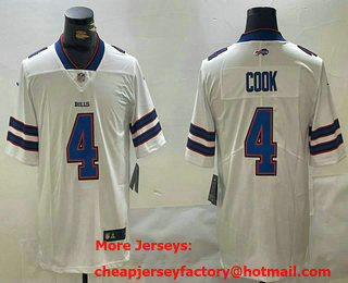 Men's Buffalo Bills #4 James Cook White 2022 Vapor Untouchable Stitched Limited Jersey