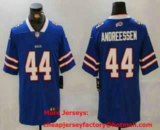 Men's Buffalo Bills #44 Joe Andreessen Blue Vapor Stitched Limited Jersey