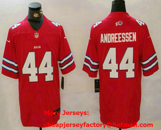 Men's Buffalo Bills #44 Joe Andreessen Red Vapor Stitched Limited Jersey