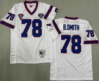 Men's Buffalo Bills #78 Bruce Smith White 1990 Throwback Jersey