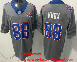 Men's Buffalo Bills #88 Dawson Knox Limited Grey FUSE Vapor Jersey