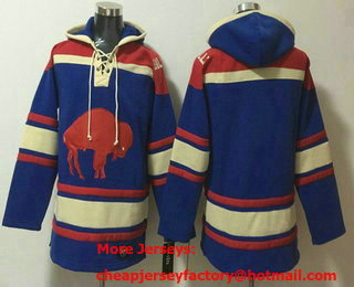 Men's Buffalo Bills Blank Royal Ageless Must Have Lace Up Pullover Hoodie