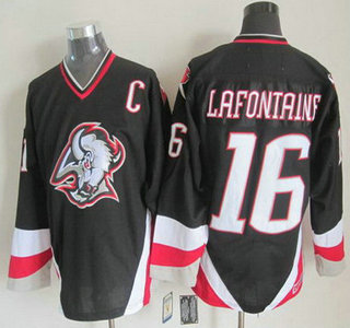 Men's Buffalo Sabres #16 Pat LaFontaine 1996-97 Black CCM Vintage Throwback Jersey