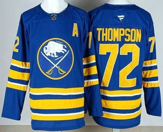 Men's Buffalo Sabres #72 Tage Thompson Blue With A Patch Authentic Jersey