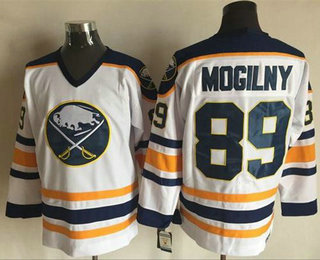 Men's Buffalo Sabres #89 Alexander Mogilny 1983-84 White CCM Vintage Throwback Jersey