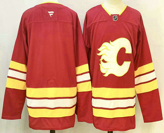 Men's Calgary Flames Blank Red Authentic Jersey