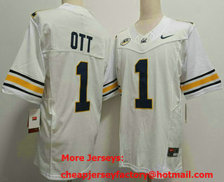 Men's California Golden Bears #1 Jaydn Ott Navy White FUSE College Stitched Jersey