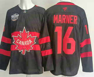 Men's Canada #16 Mitchell Marner Black 2025 4 Nations Face Off Authentic Jersey