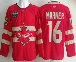 Men's Canada #16 Mitchell Marner Red 2025 4 Nations Face Off Authentic Jersey
