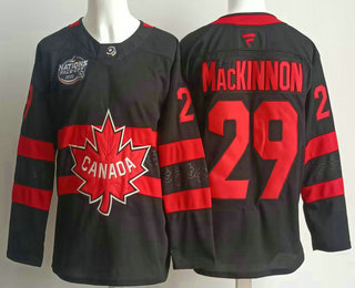 Men's Canada #29 Nathan MacKinnon Black 2025 4 Nations Face Off Authentic Jersey