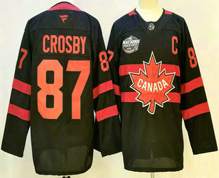 Men's Canada #87 Sidney Crosby Black 2025 4 Nations Face Off Authentic Jersey