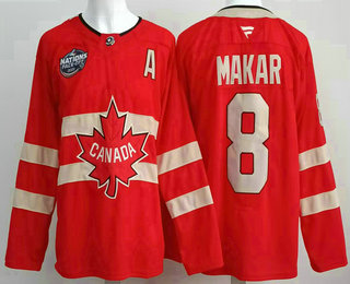 Men's Canada Hockey #8 Cale Makar Red 2025 4 Nations Face Off Authentic Jersey