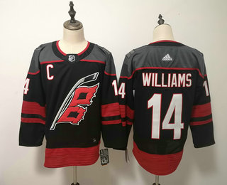 Men's Carolina Hurricanes #14 Justin Williams Black Adidas Stitched NHL Jersey