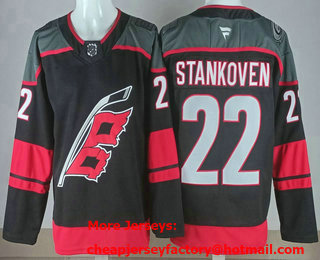 Men's Carolina Hurricanes #22 Logan Stankoven Black Authentic Jersey