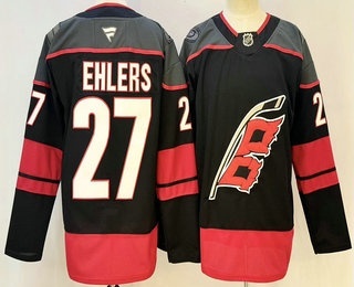 Men's Carolina Hurricanes #27 Nikolaj Ehlers Black Authentic Jersey