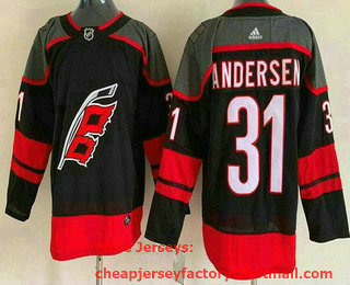Men's Carolina Hurricanes #31 Frederik Andersen Black Stitched NHL Jersey