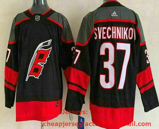 Men's Carolina Hurricanes #37 Andrei Svechnikov Black Alternate Stitched NHL Jersey