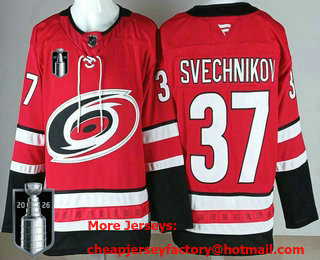 Men's Carolina Hurricanes #37 Andrei Svechnikov Red 2026 Stanley Cup Final Authentic Jersey