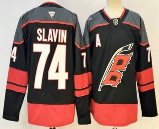Men's Carolina Hurricanes #74 Jaccob Slavin Black Authentic Jersey