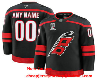 Men's Carolina Hurricanes Custom Black 2026 Stanley Cup Champions Home Stitched Jersey