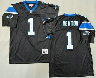 Men's Carolina Panthers #1 Cam Newton Black Throwback Jersey
