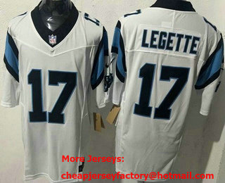 Men's Carolina Panthers #17 Xavier Legette Limited White FUSE Vapor Jersey