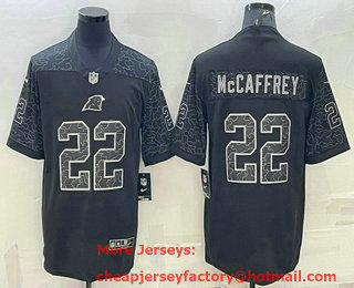Men's Carolina Panthers #22 Christian McCaffrey Black Reflective Limited Stitched Football Jersey