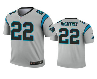 Men's Carolina Panthers #22 Christian McCaffrey Silver Inverted Legend Jersey