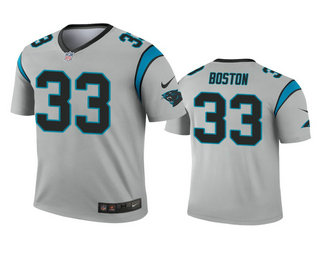 Men's Carolina Panthers #33 Tre Boston Silver Inverted Legend Jersey