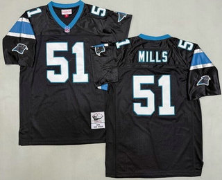 Men's Carolina Panthers #51 Sam Mills Black 1996 Throwback Jersey