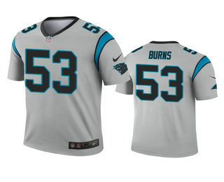 Men's Carolina Panthers #53 Brian Burns Silver Inverted Legend Jersey