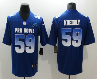 Men's Carolina Panthers #59 Luke Kuechly Royal Blue 2019 Pro Bowl Stitched NFL Nike Game Jersey